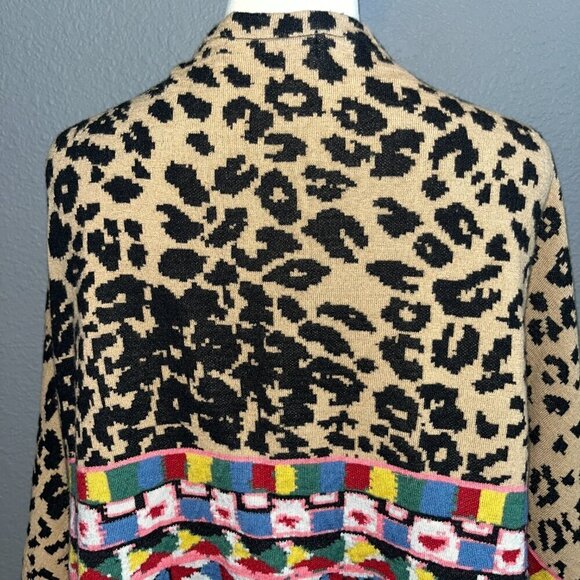ALDO MARDINS Anthropologie Annistyn Mixed Leopard Print & Coloful Knit Kimono M - Picture 5 of 13